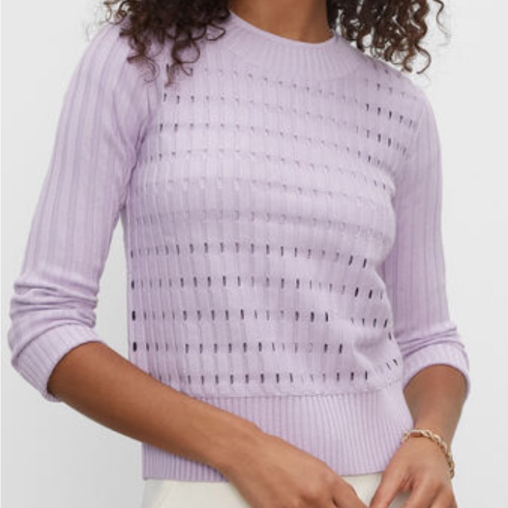 Women’s Lilac Open-stitch crewneck sweater